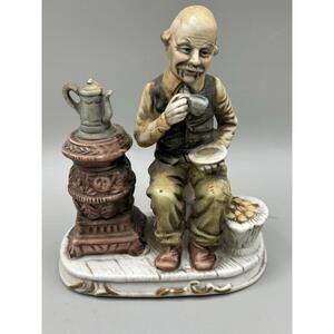Vintage Capodimonte Figurine Cobbler Scene Porcelain Statue